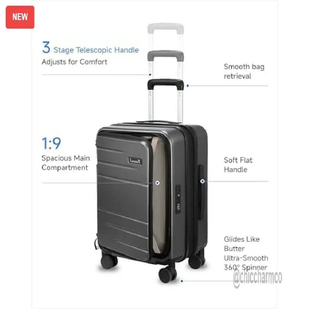Expandable Polycarbonate Hard Shell Carry-On Luggage with Wheels